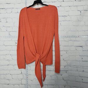 Barbara Who? Designer Orange Tie front cardigan sweater NWT one size fits most